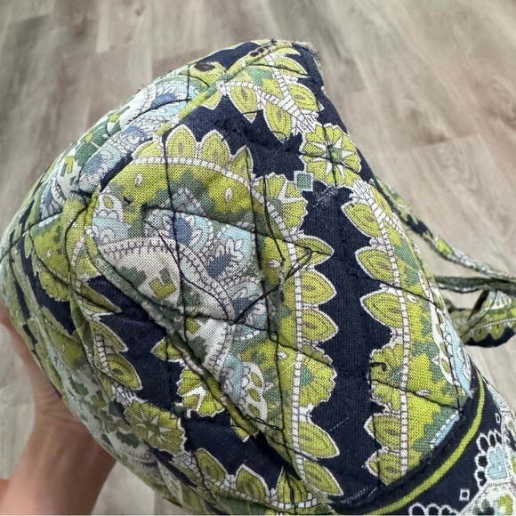 Vera Bradley Quilted Mini Backpack Purse Green Navy Blue - Picture 5 of 8
